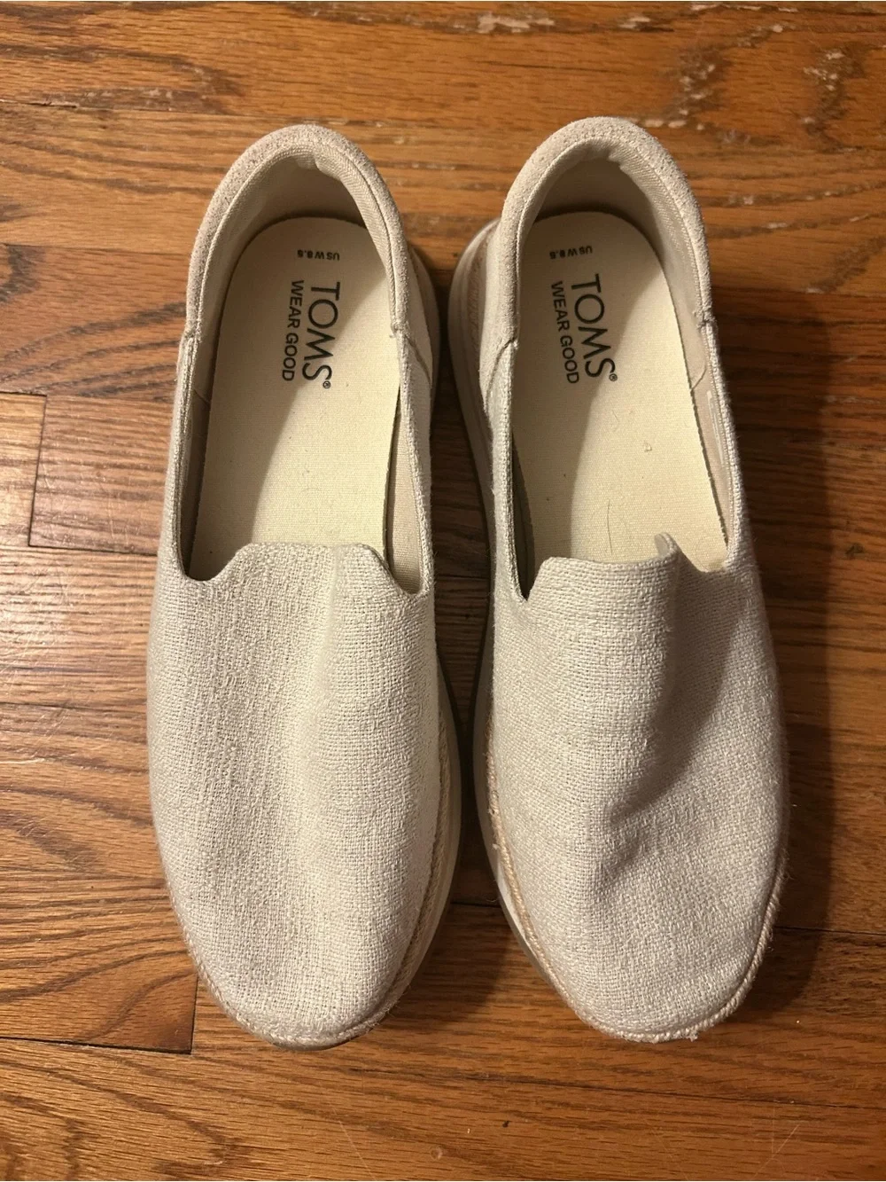 Toms Women’s 8.5 Classic Cream Old Money Minimalist Platform Espadrille Flats